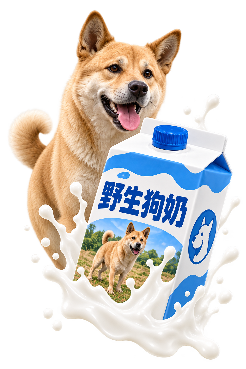 快乐的黄狗和野生狗奶包装